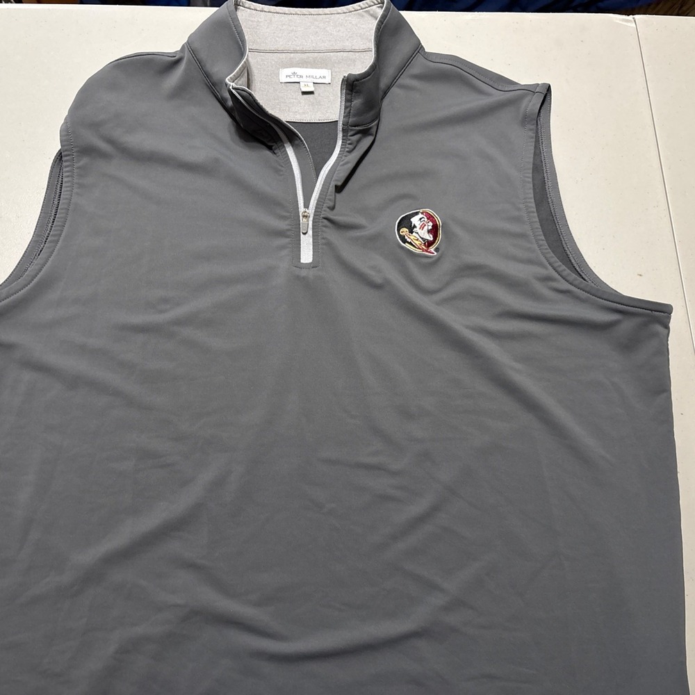 Peter Millar Galway Men's XL Performance Quarter Zip Vest FSU Seminoles Logo